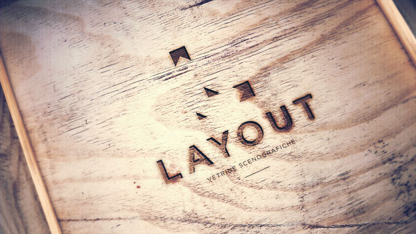 Logo branded in wood.