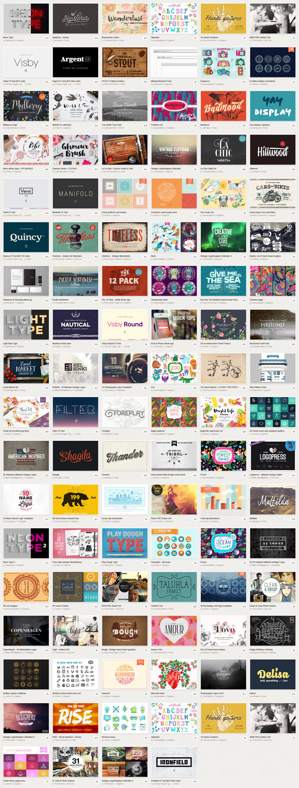 Creative Market's July 2015 Big Bundle with 106 products, worth over $1,475 value for only $39! Creative Market's July 2015 Big Bundle with 106 products, worth over $1,475 value for only $39!