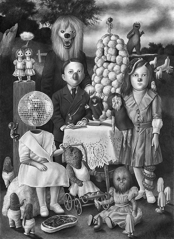 Disco Ball - artwork made with graphite on paper in the size of 70×100 cm.