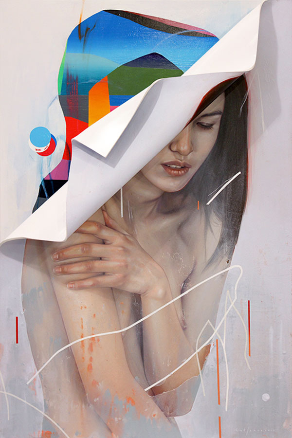 This piece of art named 'under form' has been created in the size of 24x36 inch.