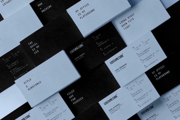 The Costume Code business cards designed by The Bakery design studio.