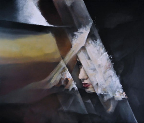 Work from a series of oil paintings on reclaimed wooden panel created by Darren Cranmer.