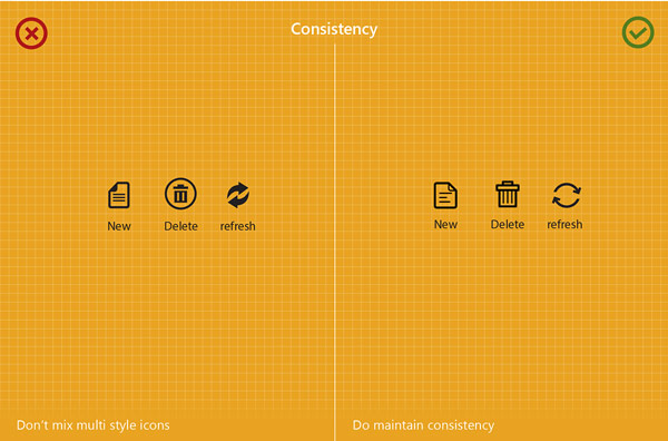 Don't mix multi style icons, create them in a uniform style.