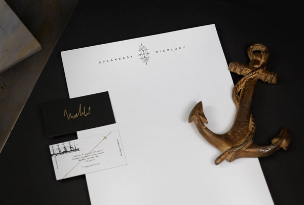 The distinctive stationery set.