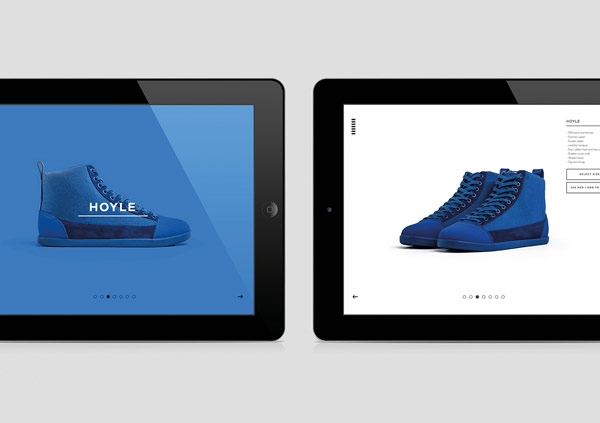 The colorful shoe collection presented on screen.