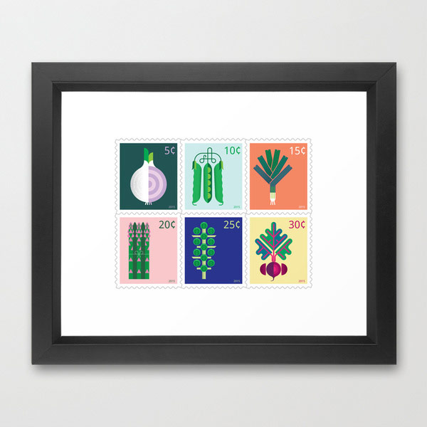 All vegetables printed as stamps.