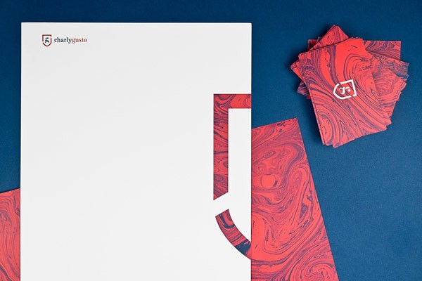 Corporate identity and marbled stationery with a British touch created by Mubien Studio for Charly Gusto. Corporate identity and marbled stationery with a British touch created by Mubien Studio for Charly Gusto.