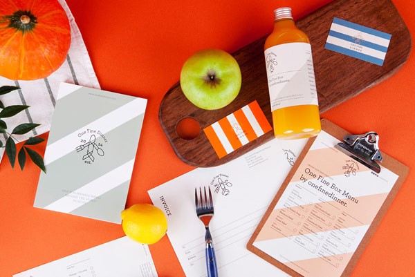 OneFineDinner branding materials created by Seoul, Korea based graphic design studio ContentFormContext.