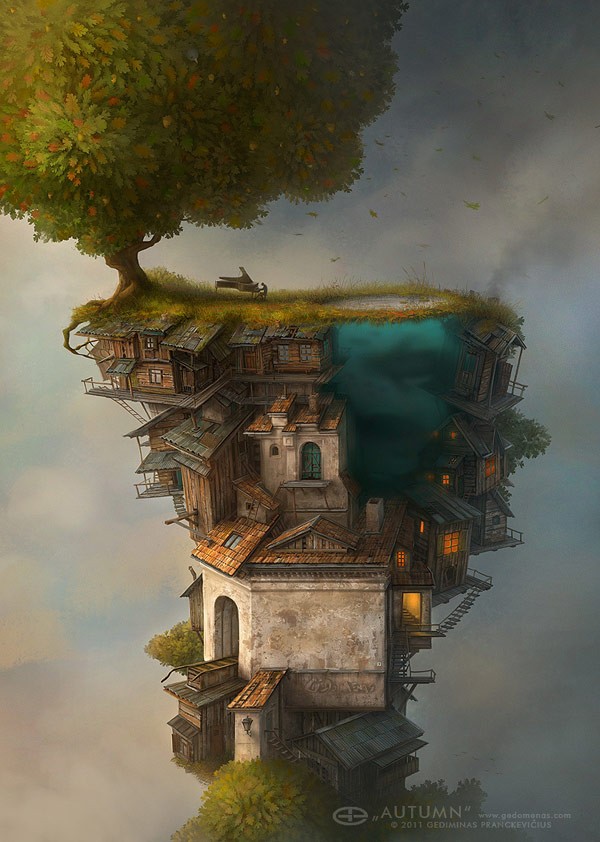Autumn – surreal artwork created with painting software.