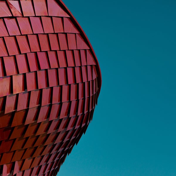 The flowing organic shapes of a building in Milan, Italy.