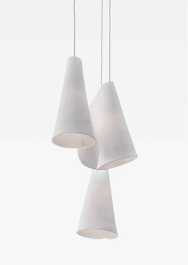 Bocci's 21 series results from a manufacturing process in which thin porcelain sheets are draped over an inverted diffuser.