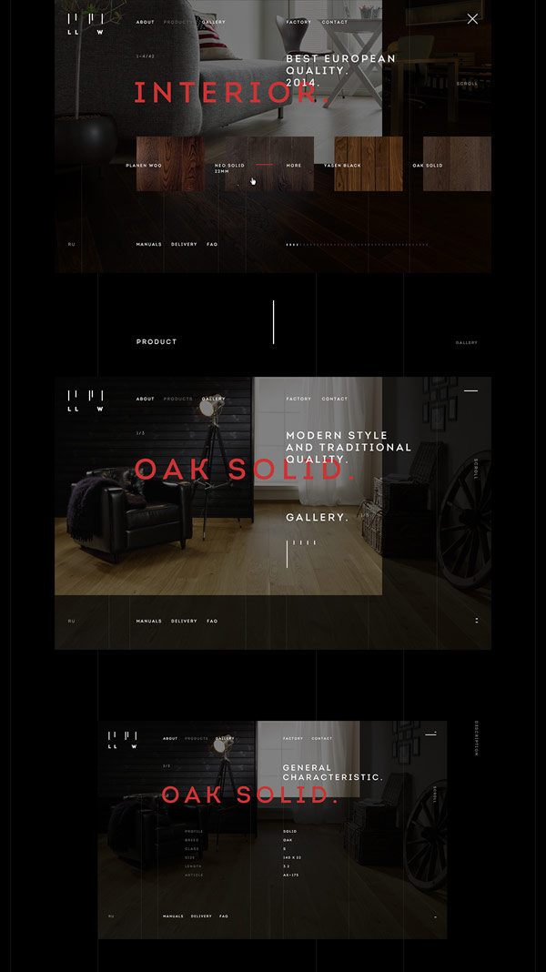 Layouts of the responsive website.