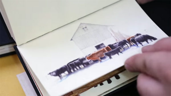 Wherever he is, Nicolas Sanchez is drawing little sketches in his notebook.