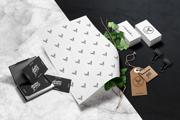 Some printed matters of the brand identity.