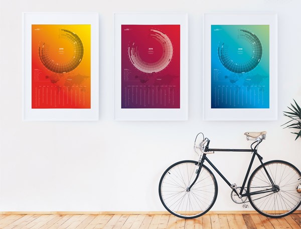 Calendar 2016 in three color versions by Bureau Oberhaeuser.