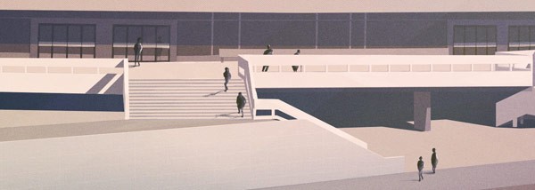 A more detailed view of the concert hall in Katowice.