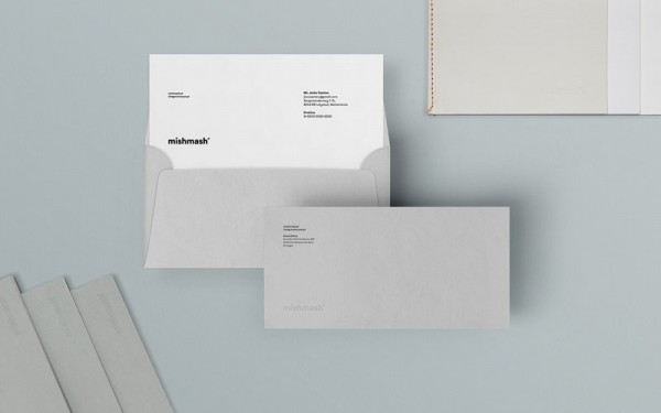 Just like the full visual identity, the design of the envelopes follows a clean branding concept. Just like the full visual identity, the design of the envelopes follows a clean branding concept.