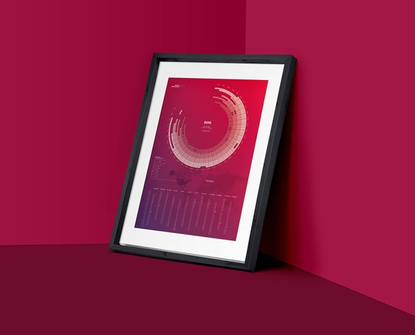 The magenta version of the Bureau Oberhaeuser Calendar 2016.
