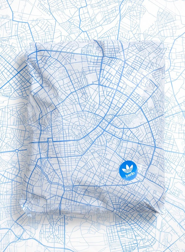 Packaging with city map print.