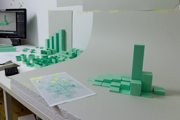 Max Mörtl's workspace where he created the visuals for the interactive video.