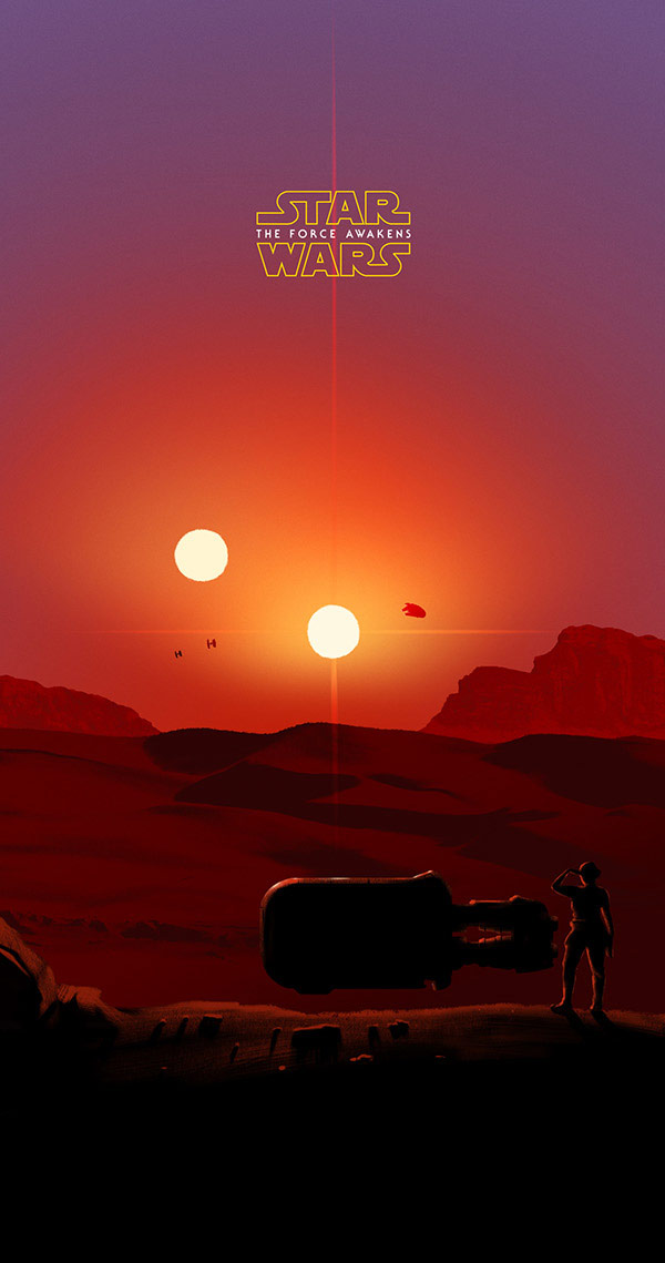 Poster Posse project by British graphic designer Andrew Swainson in response to the Force Awakens trailer.