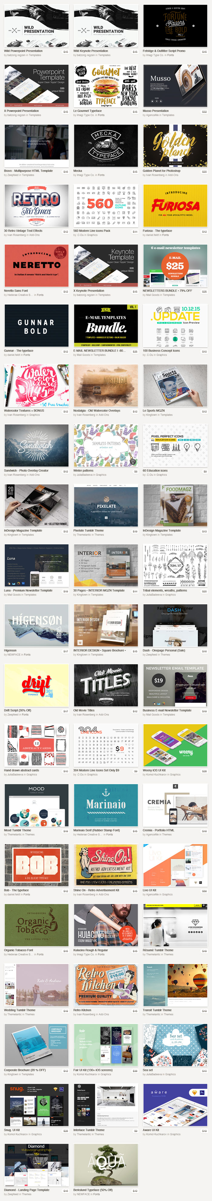 Creative Market's January Big Bundle is equipped with 62 amazing products worth over $1,057 for only $39. 14 fonts, 15 graphics, 7 Add-Ons, 17 templates and a lot more.