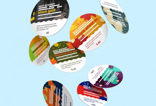A range of new colorful coasters for the Kent Brewery.