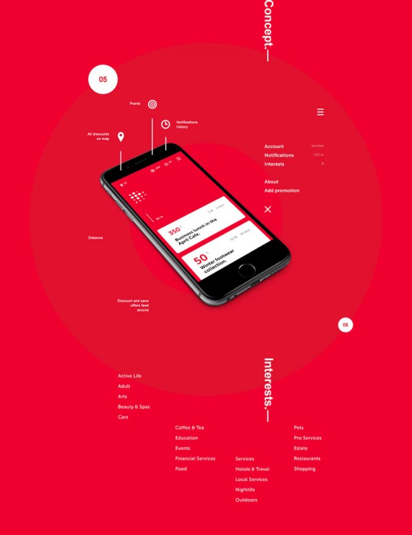 The concept includes numerous screens and functions.