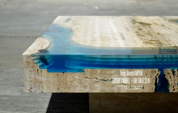 The close up view of the edge shows the volume of the lagoon in the table.