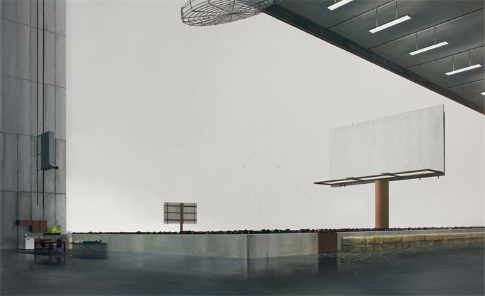 'Devotion' – Work with oil on linen by Anna Conway from 2015 in the size of 111,8 x 182,9 cm.