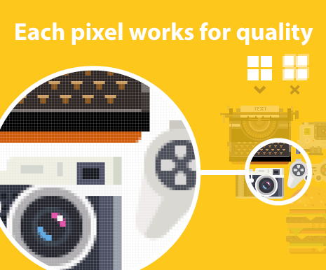 All included graphics are based on precise pixels.