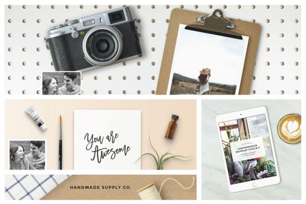 The mockup creator is packed with several stationery materials.