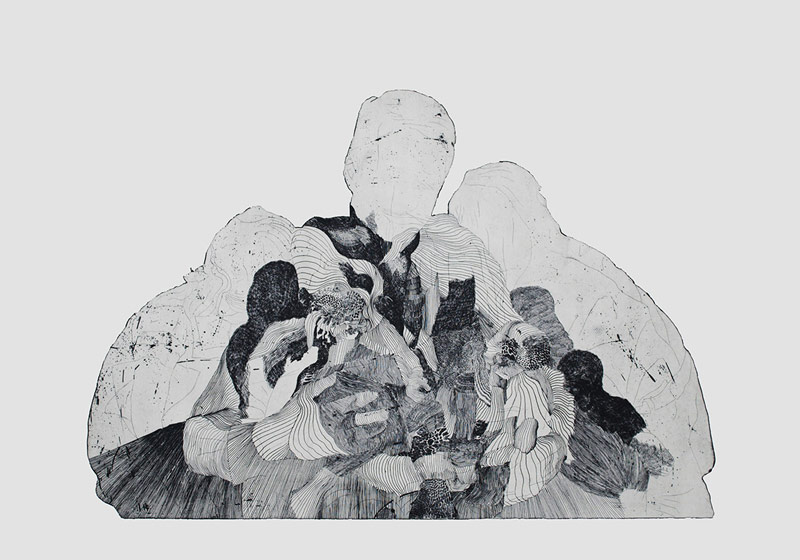 'Portrait Des Héritiers' – artwors of muddled lines with figurative elements.