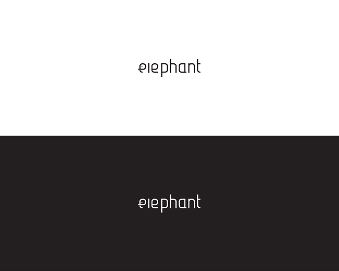 The "e" in the word "elephant" creates a perfect elephant head.
