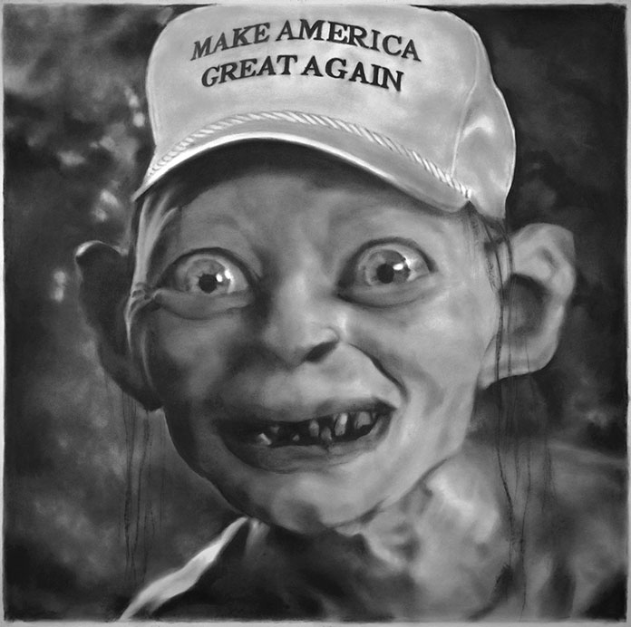 Precious Patriotism, 2015, charcoal and graphite on paper, 42 x 42.