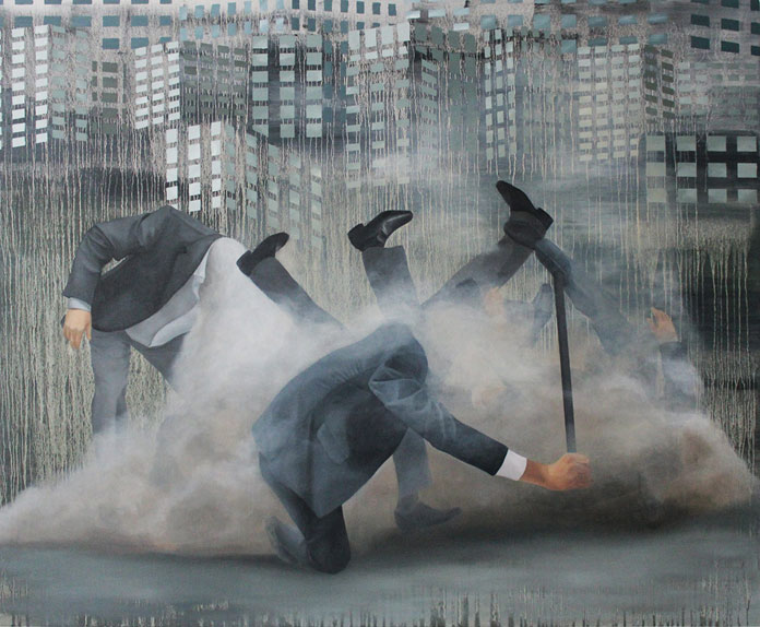 Transformation, painting with oil on canvas in the size of 160 x 130 cm.
