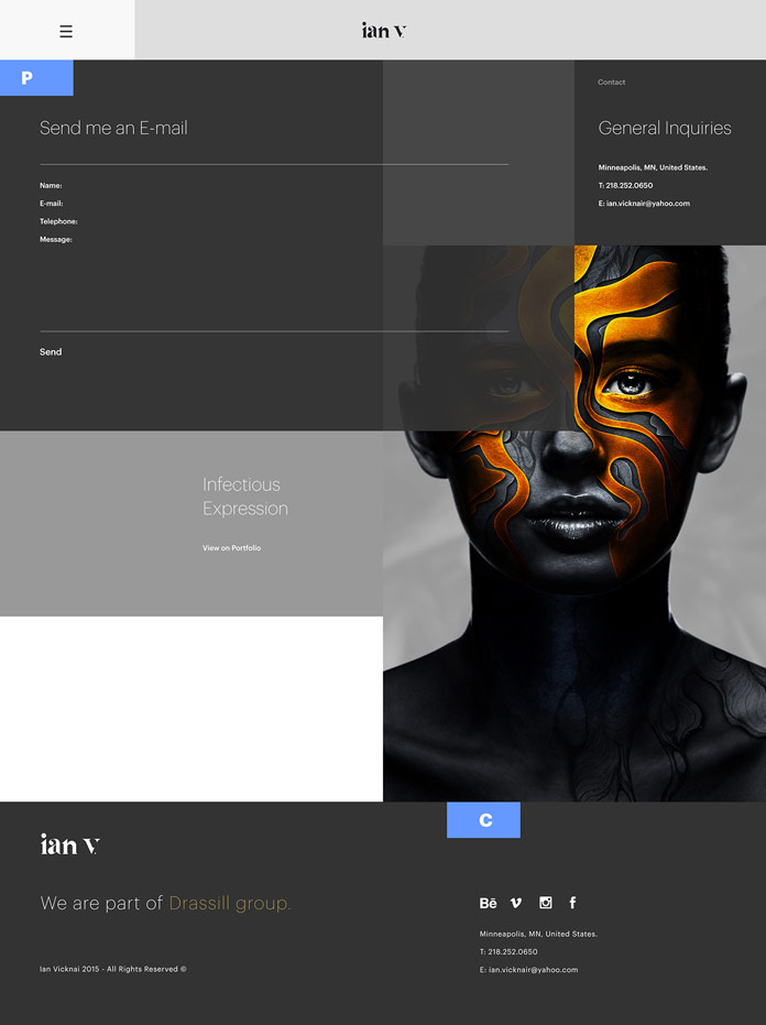 Screen of the contact page.
