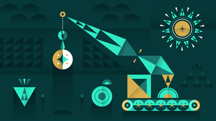 llustration for an online tutorial on how to build and place graphics from Photoshop.