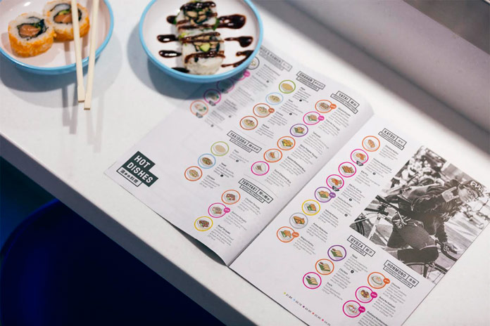 Menu with illustrations.