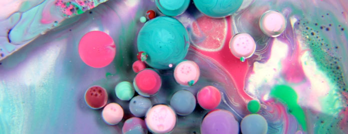 The entire visual composition was created using paint, oil, milk, and soap liquid.