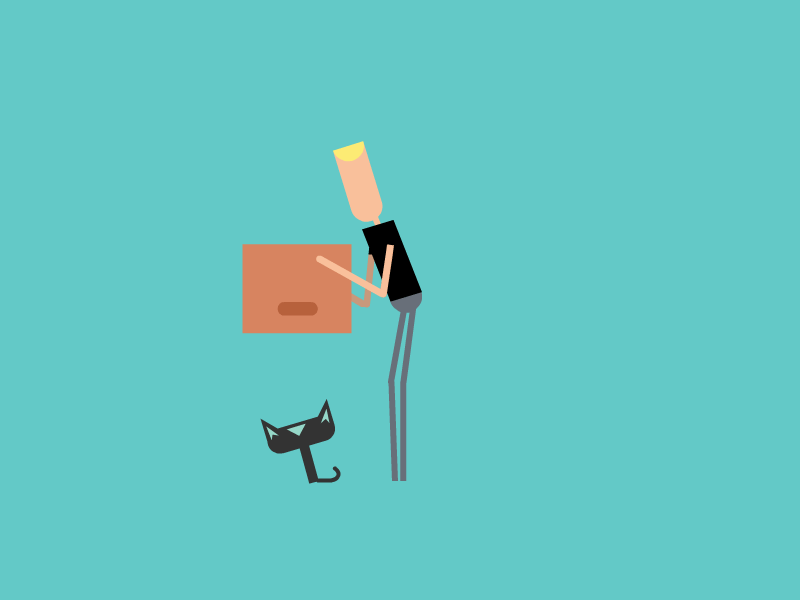 Animated GIF of a guy trying to pack a cat.