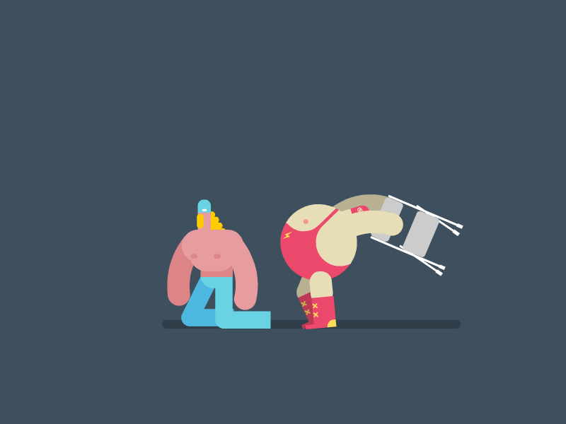 Two wrestlers illustrated and animated.