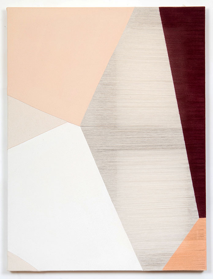 Obdurate, work by artist Rebecca Ward created with acrylic on stitched canvas, 32 x 24in, 2015.