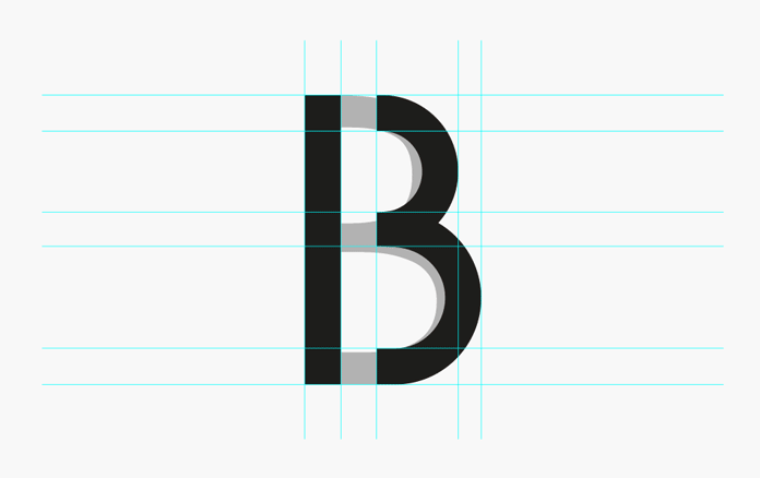 The letter 'B' has been used as logotype. It is derived from the Futura typeface.