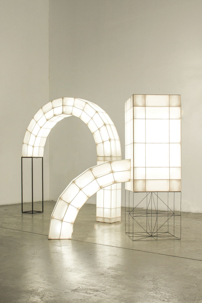 Space Frames, a collection of abstract light volumes designed by Studio Mieke Meijer.