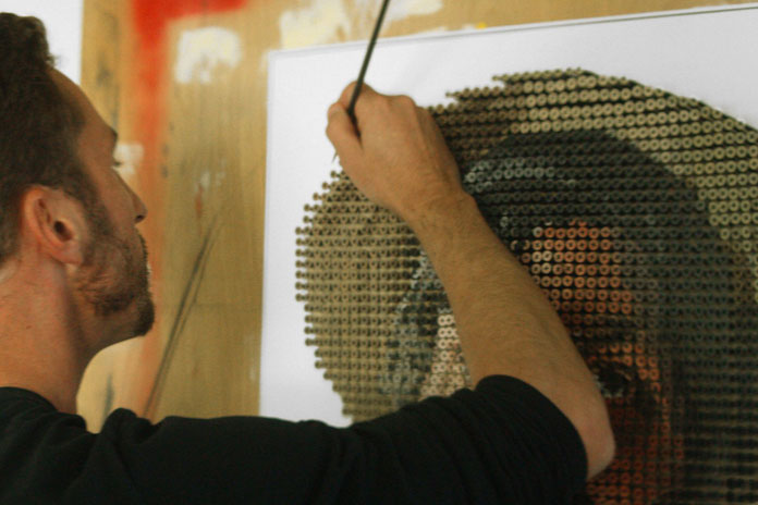 Andrew Myers hand paints each screw head. Andrew Myers hand paints each screw head.