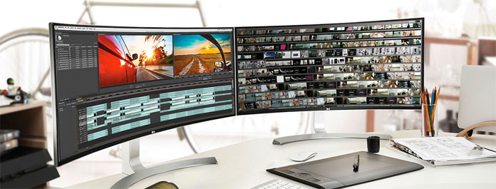 Combine two or more of the curved screens.