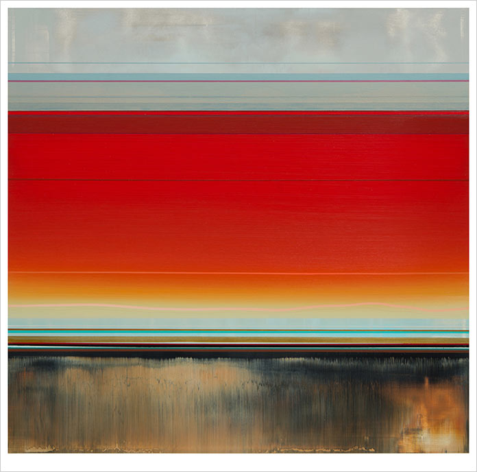 Micah Crandall-Bear – Tephra, acrylic on canvas, 24″ x 24″, from the Telluric series.