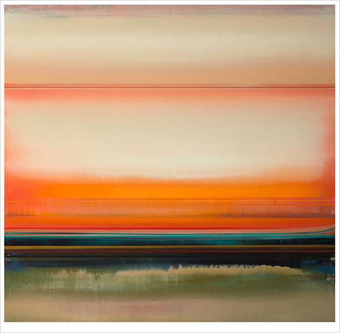 Micah Crandall-Bear – Transverse, acrylic on canvas, 36″ x 36″, from the Telluric series.