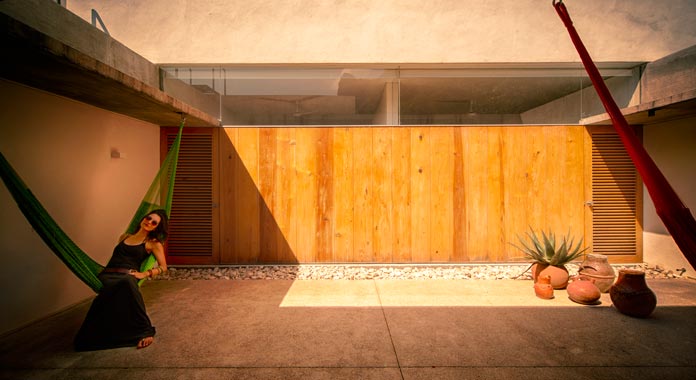 Protected courtyard.